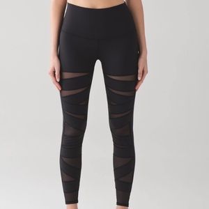 LULULEMON Black Tech Mesh Wunder Under Leggings 8